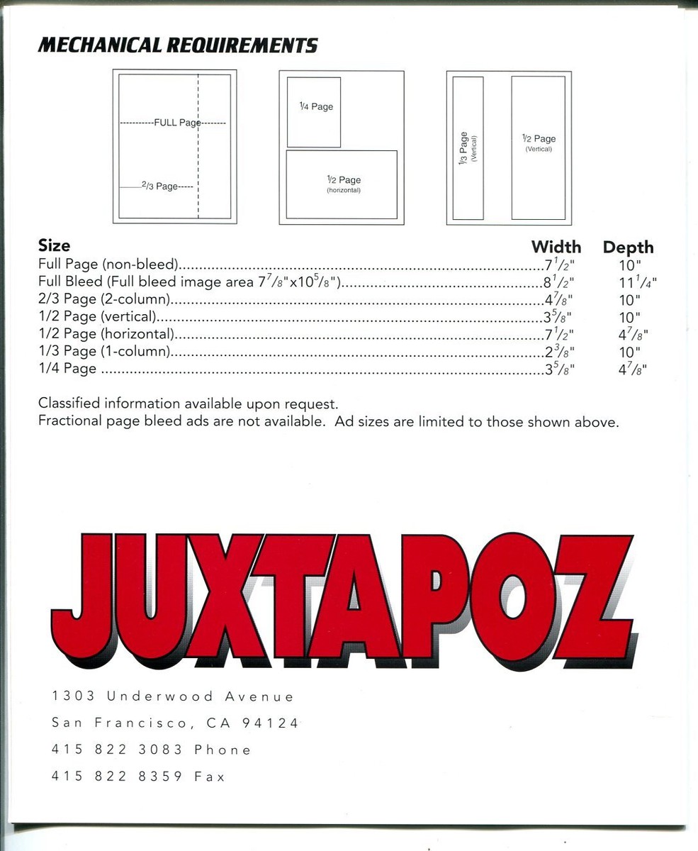 Juxtapoz Art Magazine Advertising Media Kit 1995-rare post