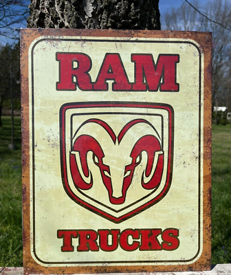 Dodge Ram Trucks Logo Tin Metal Sign Wall Bar Garage Auto Shop Classic Logo