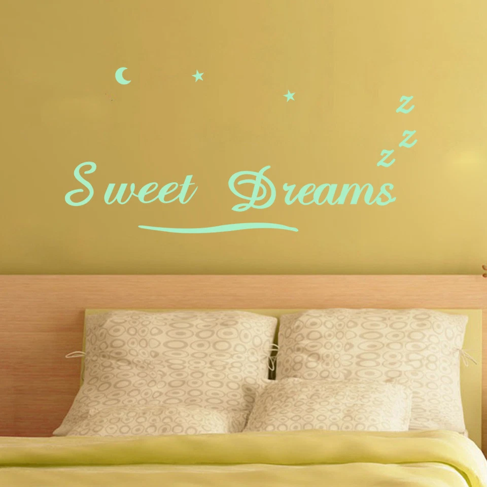 Sweet Dreams Aufkleber nachts leuchtend Deko Spruch Sticker fluoreszierend - Bild 2 von 3