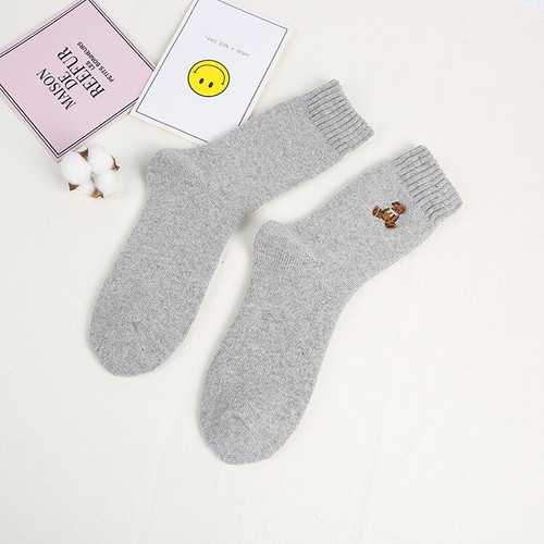5 Pack Women Wool Socks Cartoon Bear Cashmere Thick Warm Soft Solid Casual Socks - Picture 6 of 9