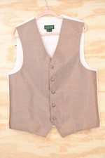 Ralph Lauren Textured Tan Adjustable Back Tuxedo Formal Vest Mens Medium Long