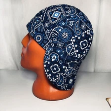 #17 Blue Bandana Welders Hats, Bikers Caps, Welding Cap Hat, Cotton.