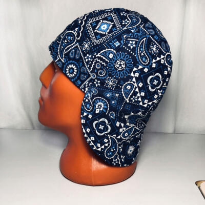 #17 Blue Bandana Welders Hats, Bikers Caps, Welding Cap Hat, Cotton.