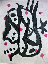 Manner Joan Miro Surrealist Abstract Mixed Media Painting