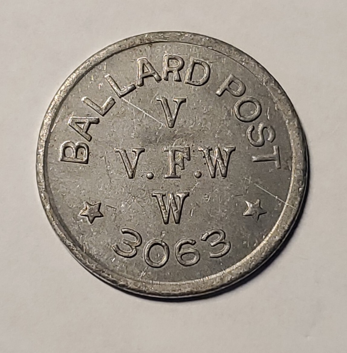 ◇ Guard ◇１９４５年◇２２.５cm◇B&G・ Co◇ Ballard, Wa Trade Token: Ballard Post V. V.F.W. W 3063 GF $1.00 In