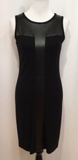 Karen Kane Black Sleeveless Faux Leather Panel Sheath Dress, Size Small