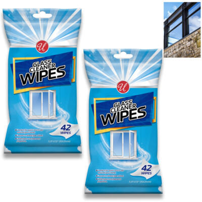 84 Glass Pre Moistened Wipes Clean Window Mirror Surface Streak Free 5.9''X7.9''