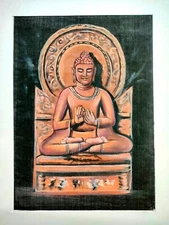 Hand Painted Miniature Painting Buddha on Silk Art Natural Colors Decor  i171
