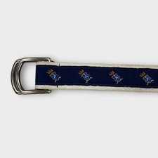 VINTAGE Polo Ralph Lauren Belt Made in USA Golf Crest Logo D Ring Royal Blue 38"