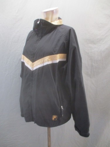 FILA Size L Mens BLK Full Zip Stand Collar Zip Pocket Waterproof Windbreaker 070 - Picture 3 of 8