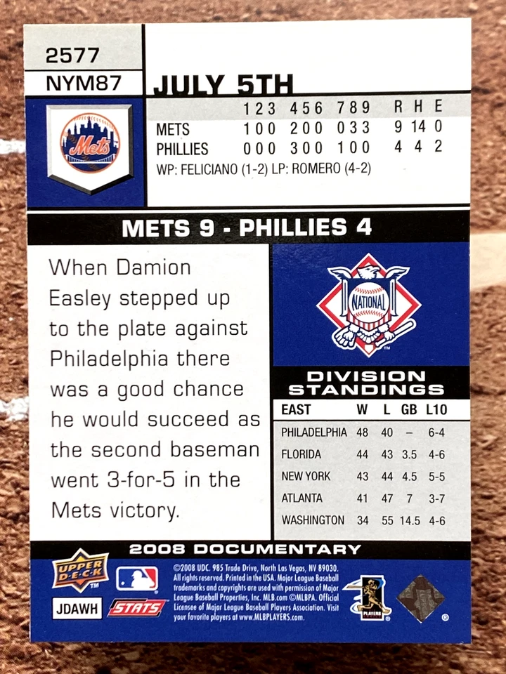 2008 Upper Deck Documentary John Maine #2577 - Image 2 of 2