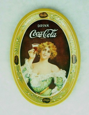 3 1973 Coca Cola Small Vintage Oval Mini Tin Tip Trays 6in x 4.5in