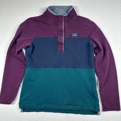 Vintage L.L. Bean Women s Colorblock Half Button Pullover XS Mock Neck