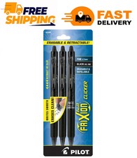 Pilot Frixion Clicker Erasable Gel Pens, Fine Point, Black Ink, 3 Count