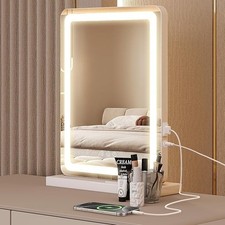 Makeup Mirror with Lights Tabletop Aluminum Alloy Frame and USB Charging Support
