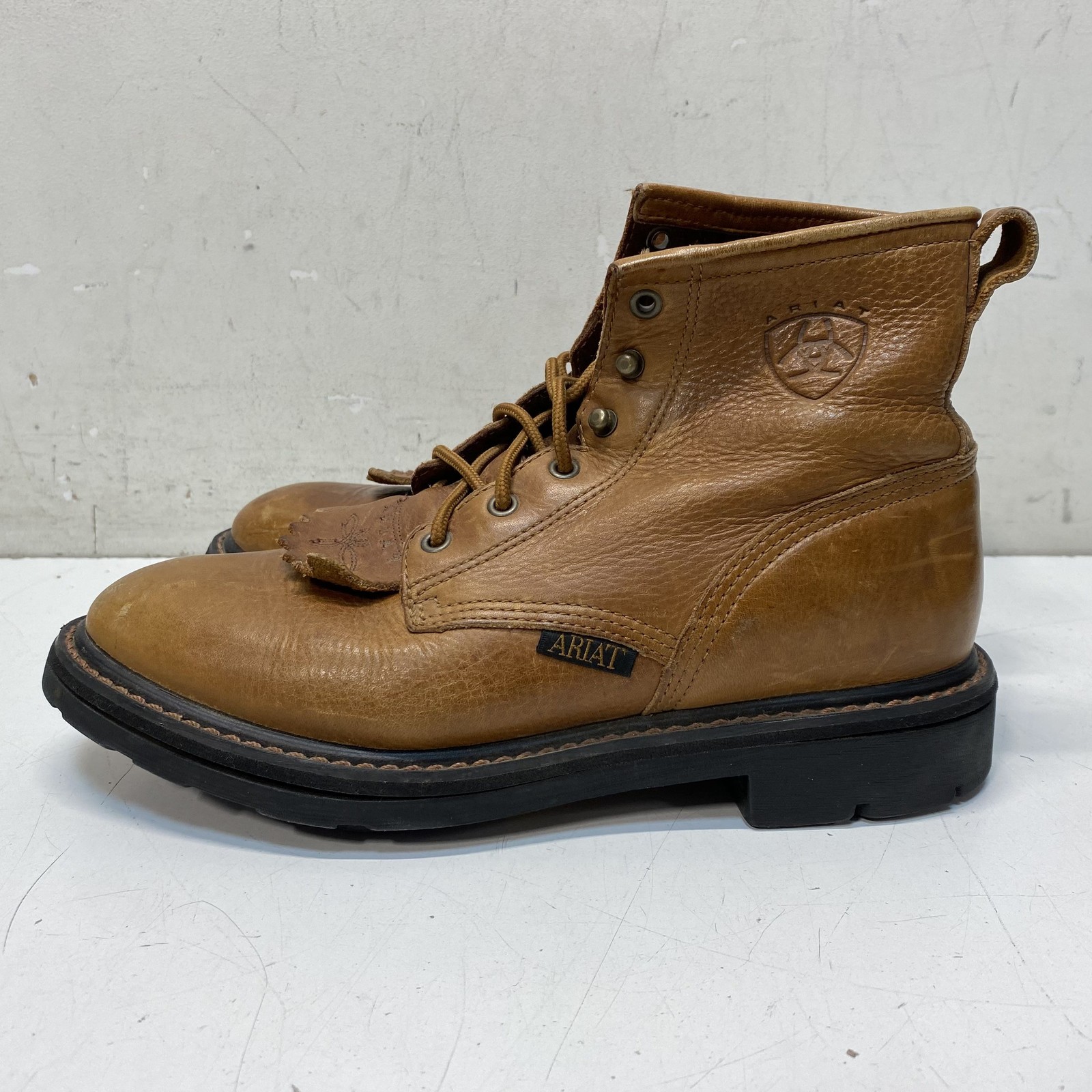 Ariat Brown Solid Lace-Up Work Boot Men Size 8 - image 1