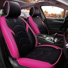 Car Seat Cover Set 5-seat Cartoon Bear Pu Faux Leather Black Rose R039