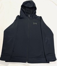 Under Armour Youth Medium Black Full Zip Hoodie Loose Fit Logo Sweatshirt