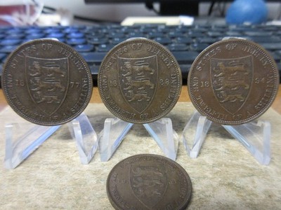 Bailiwick Of Jersey / Victoria 1877/1888 & 1894 1/12 Shilling. 3 Coins KM# 8