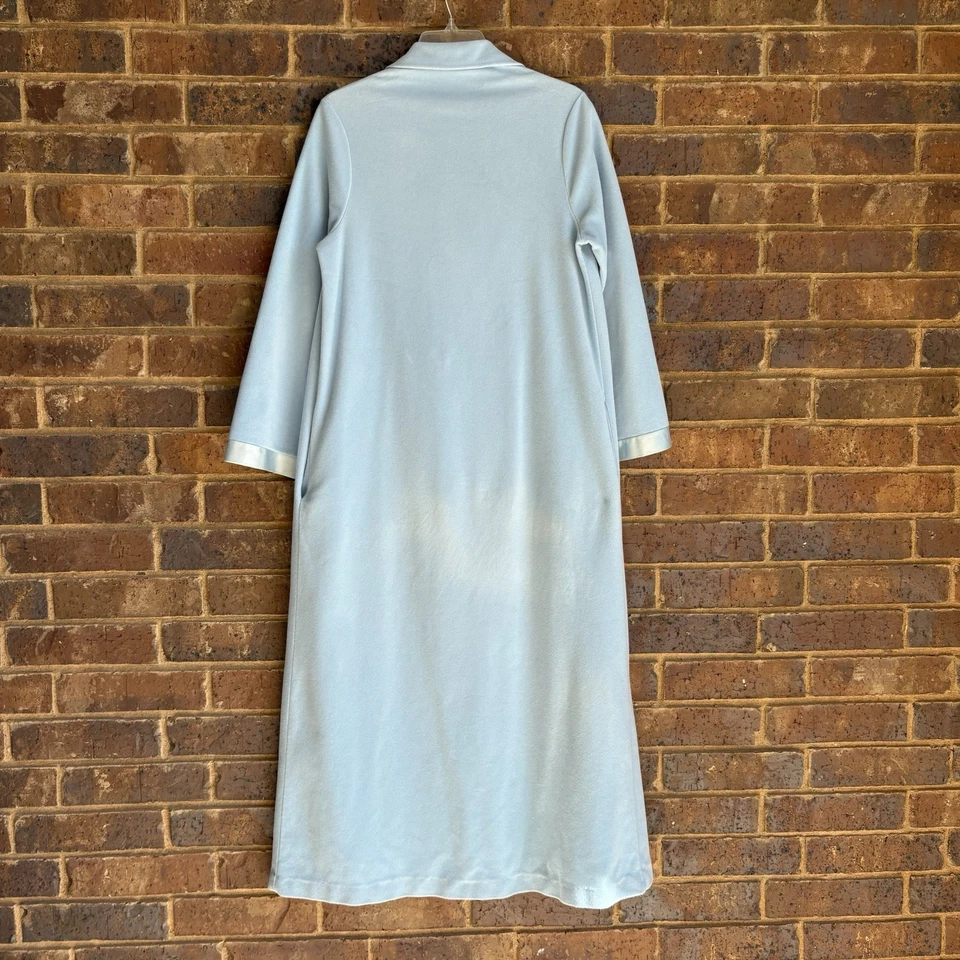 Vestido Vanity Fair House Perla Bata a Presión Bebé Azul Poliéster Satinado Acentos Talla S Foto 2 de 4