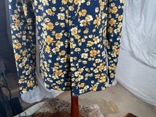 Apt 9 Mnes Shirt Medium Floral Performance Slim Fit Button Blue Yellow Untucked