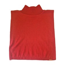 Vintage Red Knit Mock Turtleneck Dickey Ribbed Neck Layering Accessory Bib