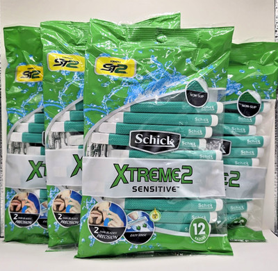 Lot of 4 - Schick Xtreme 2 Sensitive Disposable Razors - 12 Count