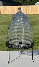 Dispensador de té helado agua bebida colmena vidrio 9 cuartos con soporte de metal