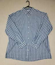 EDDIE BAUER Men's T2XL Wrinkle Free Relaxed Fit Long Slv Button Down Gray Plaid