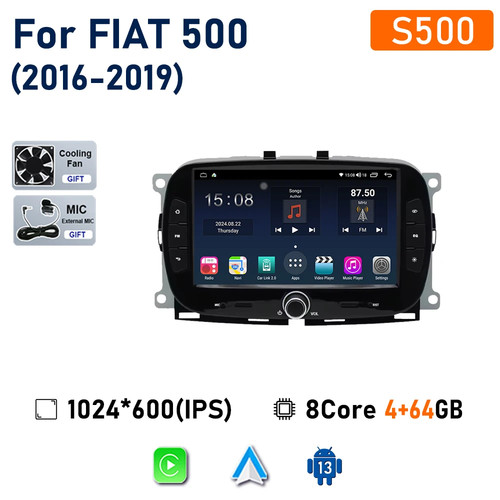 Android Car Radio For Fiat 500 2016-2019 Multimedia Stereo GPS Player Screen - Picture 21 of 39
