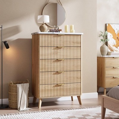 Fluted Dresser for Bedroom with 5 or 6 Deep Drawers, Modern Chest of Drawers | eBay Fluted Dresser for Bedroom with 5 or 6 Deep Drawers, Modern Chest of Drawers | eBay