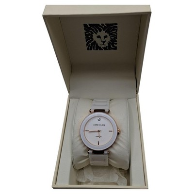 Anne Klein Damenuhr Diamond Keramik Weiß Roségold Elegant AK/1018RGWT