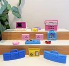 Vintage 9 Piece Lot Barbie Wind-Up Computer & Boombox, Cameras, Stereos