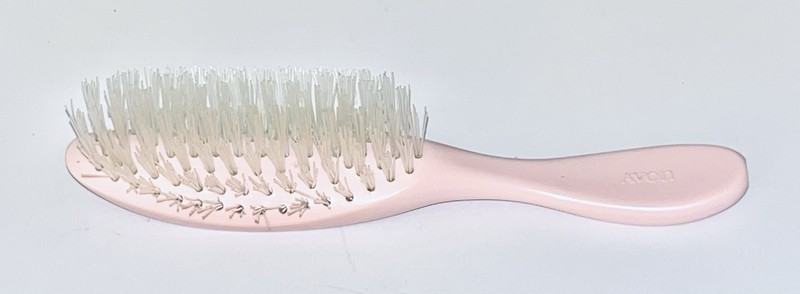 Vintage AVON Flair Hair Brush 8” Light Pink, Clear Bristles - Estate Find