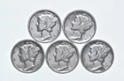 High Grade Lot 1939 1937 1939 1936 1936 Mercury Dime Collection *908