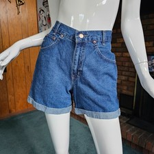 Vintage 90s Grunge Mall Rat Denim High Waist Mini Cuffed Chic Jean Shorts XS/S