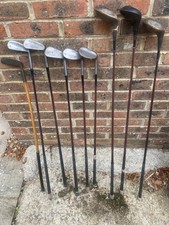 Vintage 1930s golf clubs, 6 irons, 2 putters and 3 woods, James Anderson