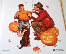 2003 NORMAN ROCKWELL PRINT  "GHOSTLY GOURDS"  11 X 10 1/2