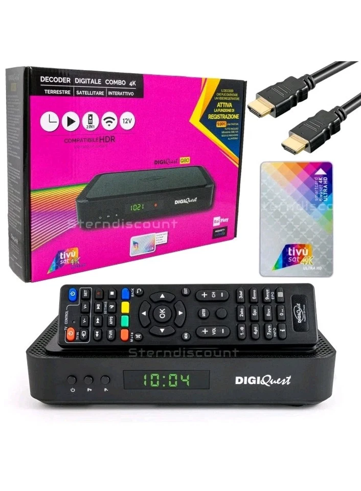 DECODER HD 4K TIVÙSAT SCHEDA GIÀ ATTIVATA, ACTIVATED DVB-T2-S2 NEW SATELLITARE