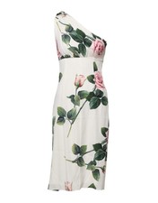 Dolce & Gabbana White Floral One Shoulder Sheath Midi Women's Dress Authentic