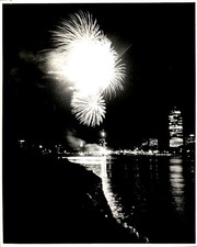 GA337 1969 Original Photo FOURTH OF JULY FIREWORKS OVER BOSTON HARBOR