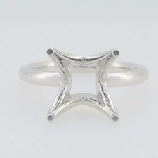 9MM Square Semi Mount Ring 925 Sterling Silver Solitaire Ring For Women