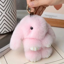 15Cm Fluffy Rabbit Fur Pompon Bunny Keychain Soft Cute Rabbit Toy Key Chain Bag 