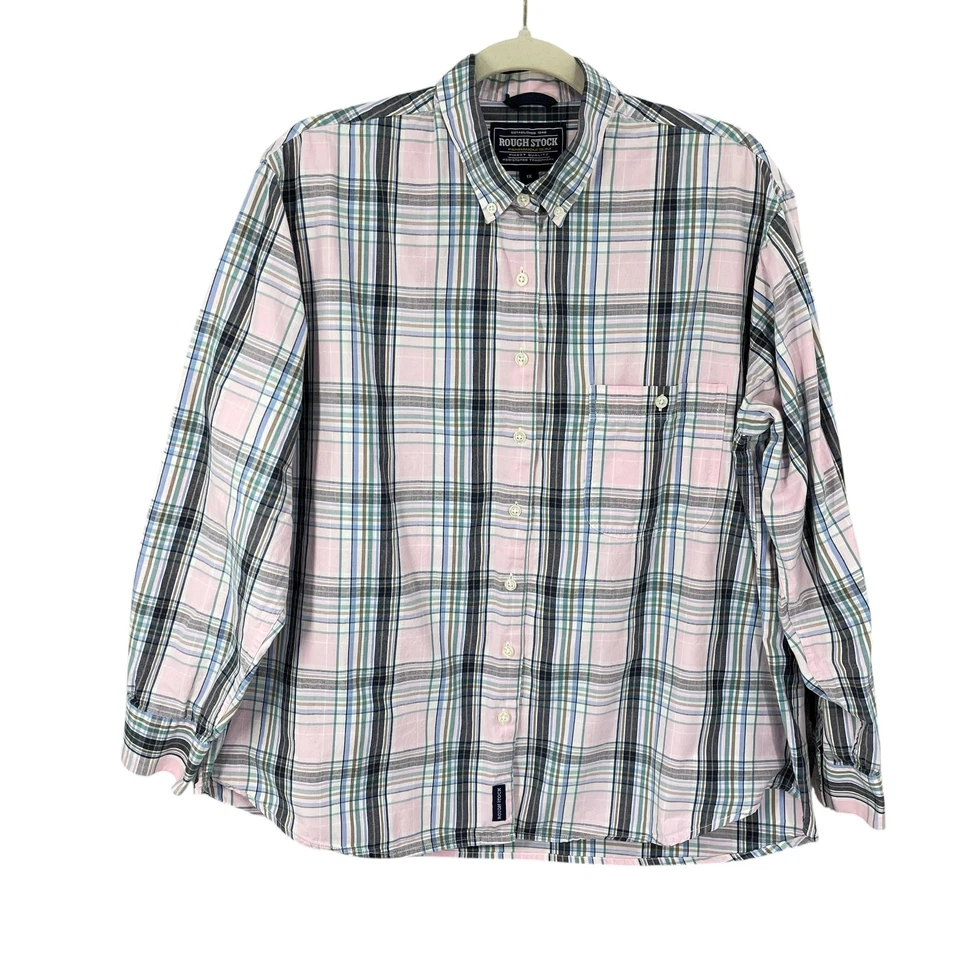 Rough Stock Panhandle Slim Shirt Woman Size 1X Pink Plaid Button Long Sleeve - Image 3 of 4