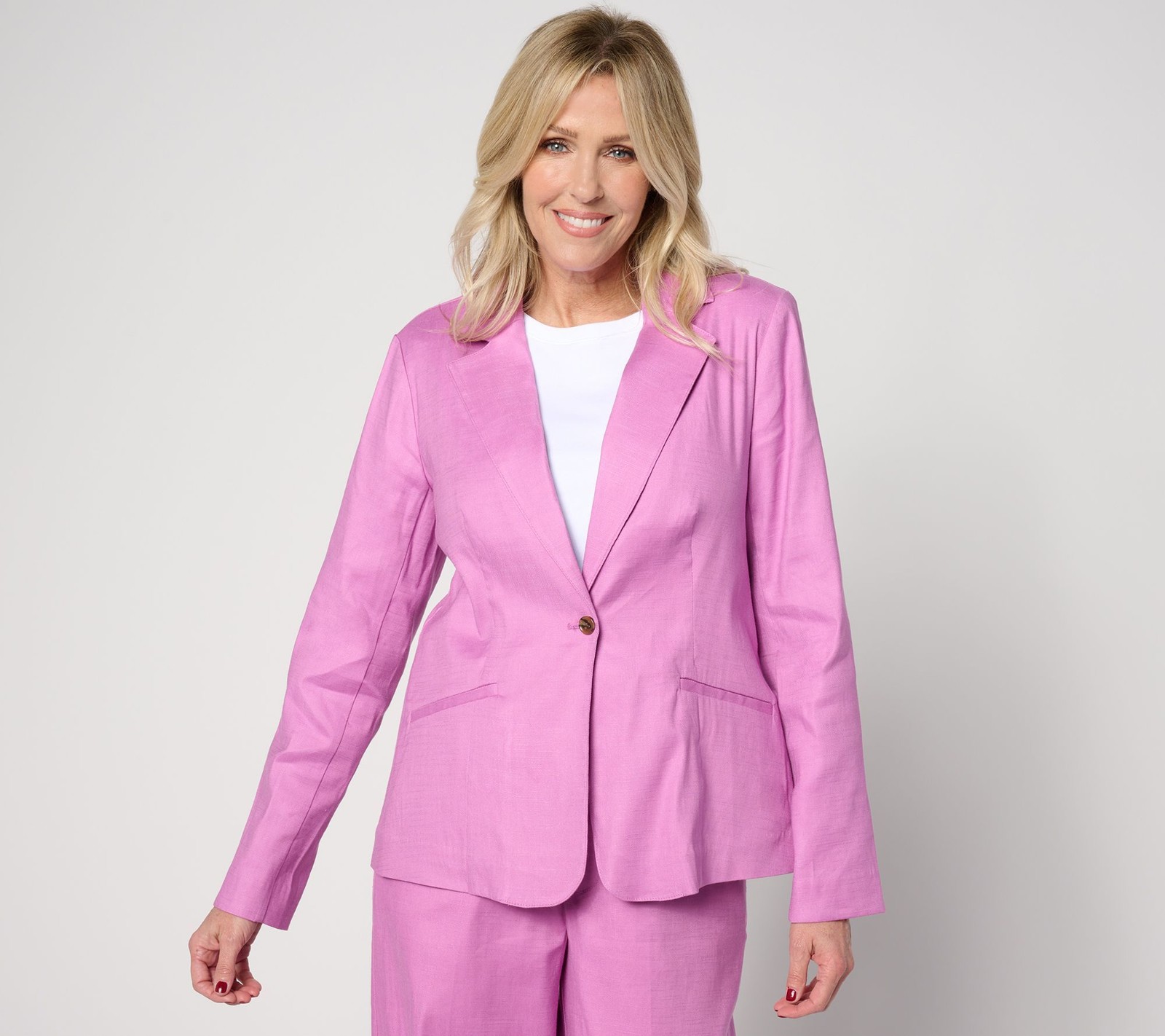 Studio Park Women's Jacket Sz XS Elevated Linen Blazer Orchid A634587