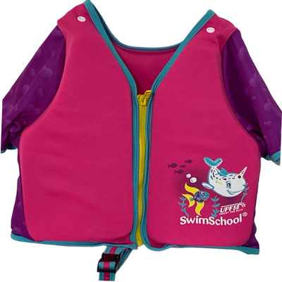 Swim School Trainer Vest Age 4-6 Collar 50 lb Max Pink Purple
