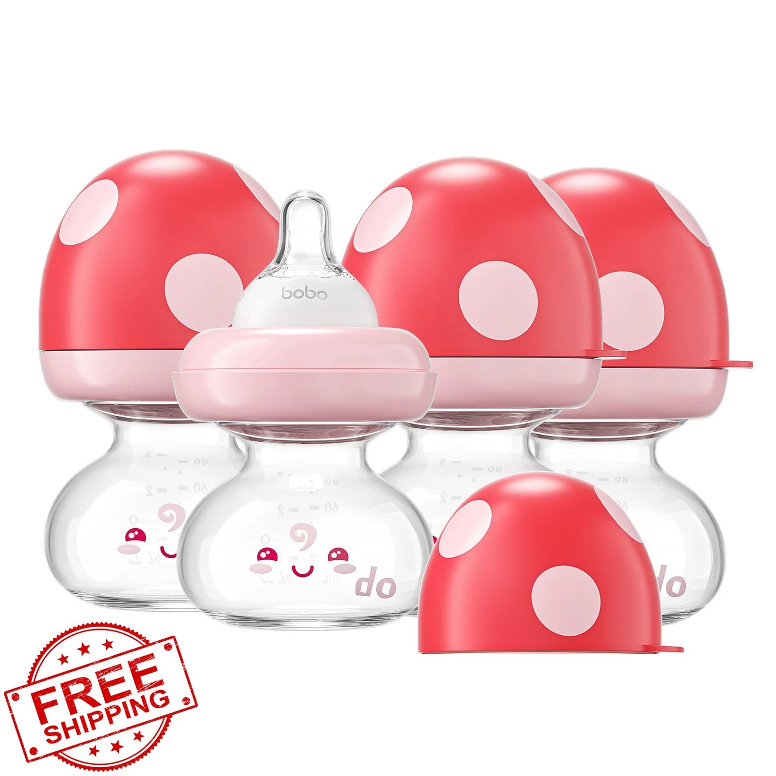 YOHKOH Baby Bottles Red 2.7oz (Pack of 4)