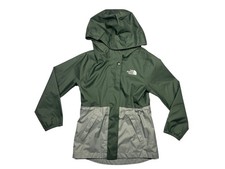 THE NORTH FACE Green/Gray WINDBREAKER RAIN JACKET Hike Gear Kid Coat YOUTH XS/6