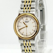 AUTHENTIC SEIKO CREDOR 7371-0090 whiteDial QZ Women Watches