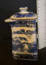 Ringtons Blue & White Square Jug with lid By Wade Ceramics 